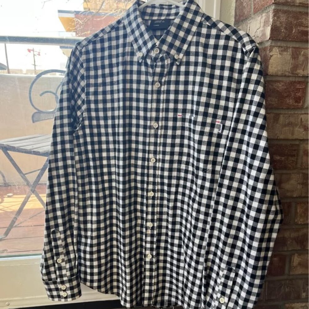Jiberish Flannel Button Up - Black/White (LARGE)